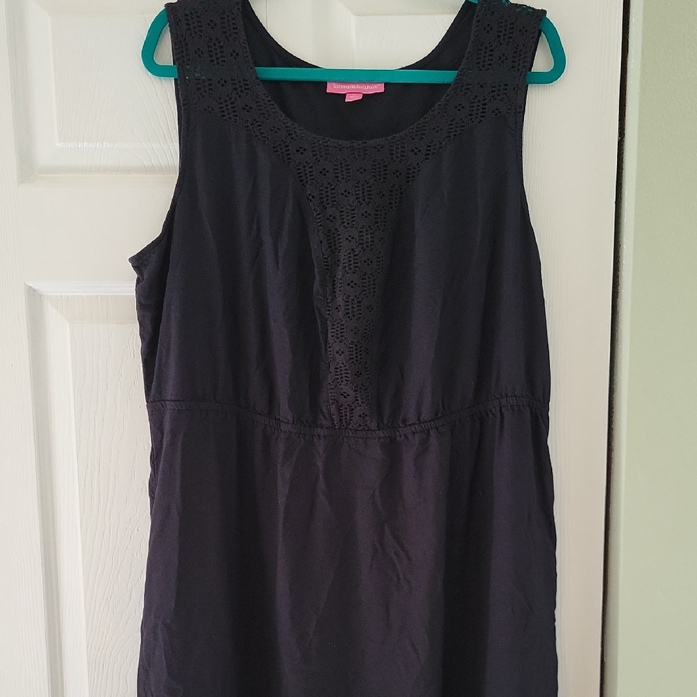 Woman Within Black Maxi Dress With Crochet Detailing